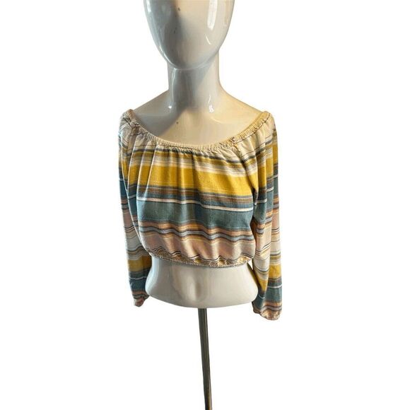 O’Neill Cropped Top for Women Long Sleeves Striped Sz S Multicolored - Picture 1 of 7